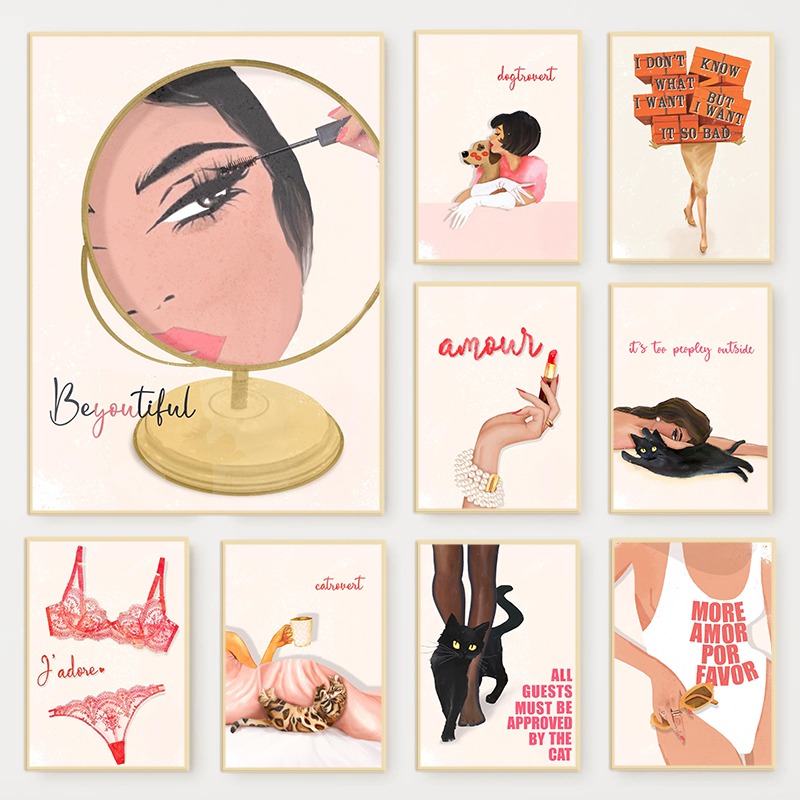 Home Bathroom Quotes - Retro Glam Fashion Magazine Poster Pink
