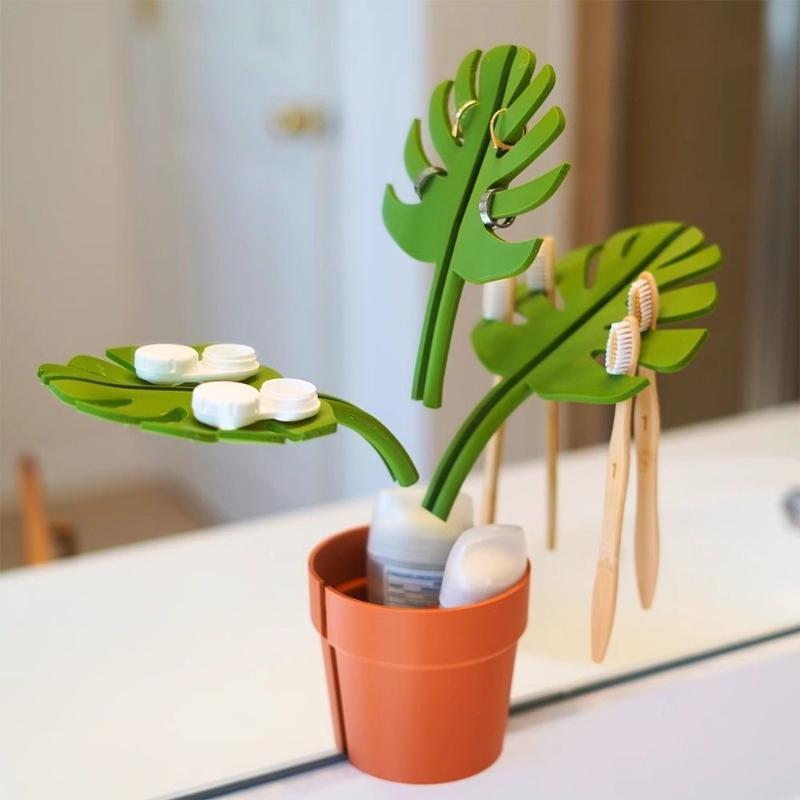 Home Theater Bathroom - 【Nice】Mirror Monstera Bathroom Organizer Mirror Jewelry