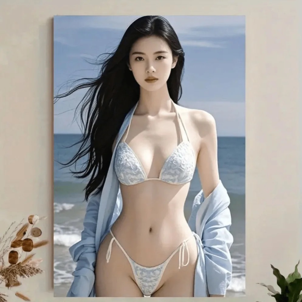 Home Bathroom Scene - Beach Wall Art for Living Room,