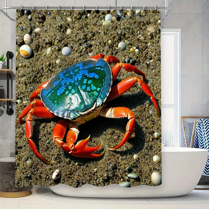 Home Bathroom Ideas - 3D Printed Shower Curtain Blue Crab