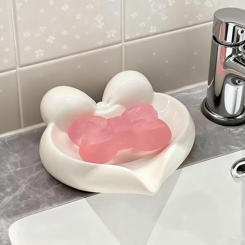 Home Bathroom Design - Cute Bow Heart Shaped Ceramic Soap