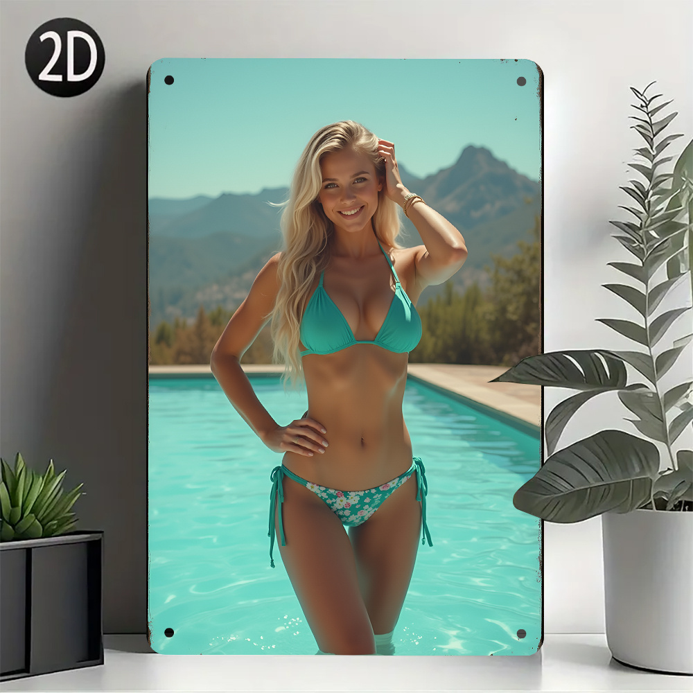 Home Bathroom Design - 2D Flat Retro Metal Sign -