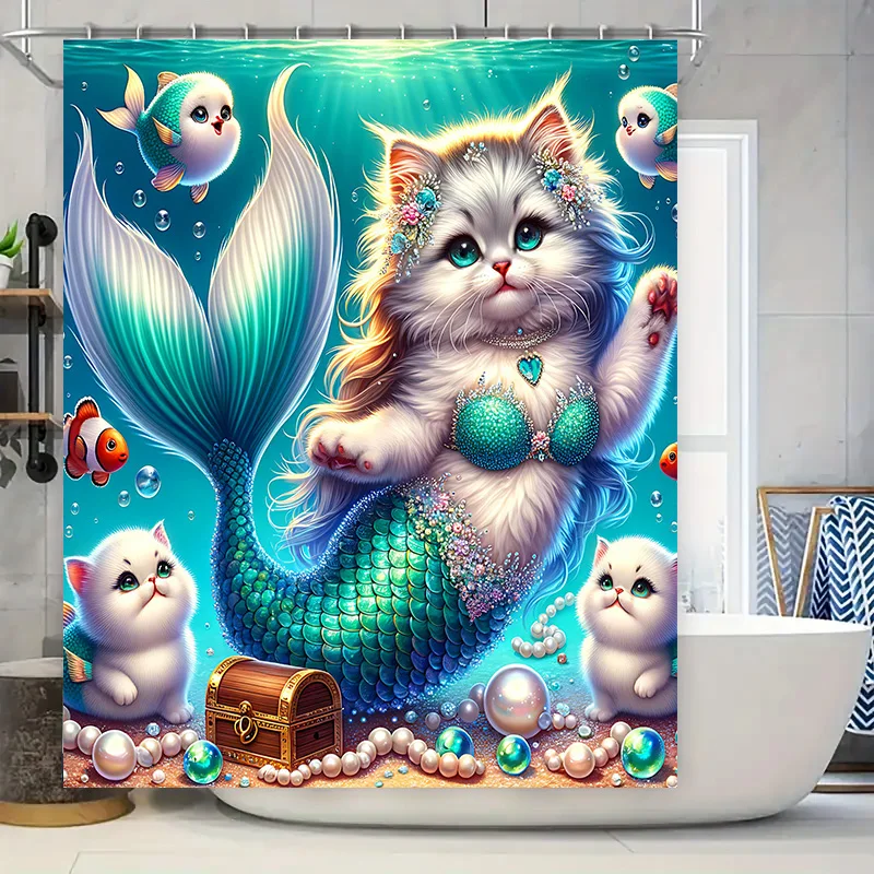 Home Bathroom Ideas - Shower Curtain Mermaid Cat Fish Tail