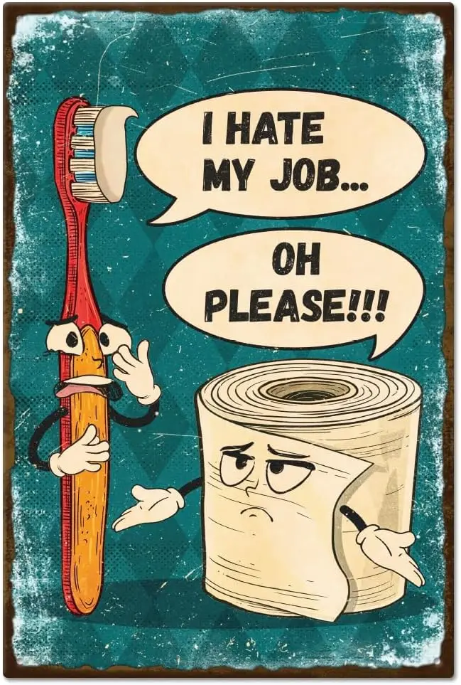Home Bathroom Quotes - Vintage Toothbrush Toilet Paper Cartoon Humor