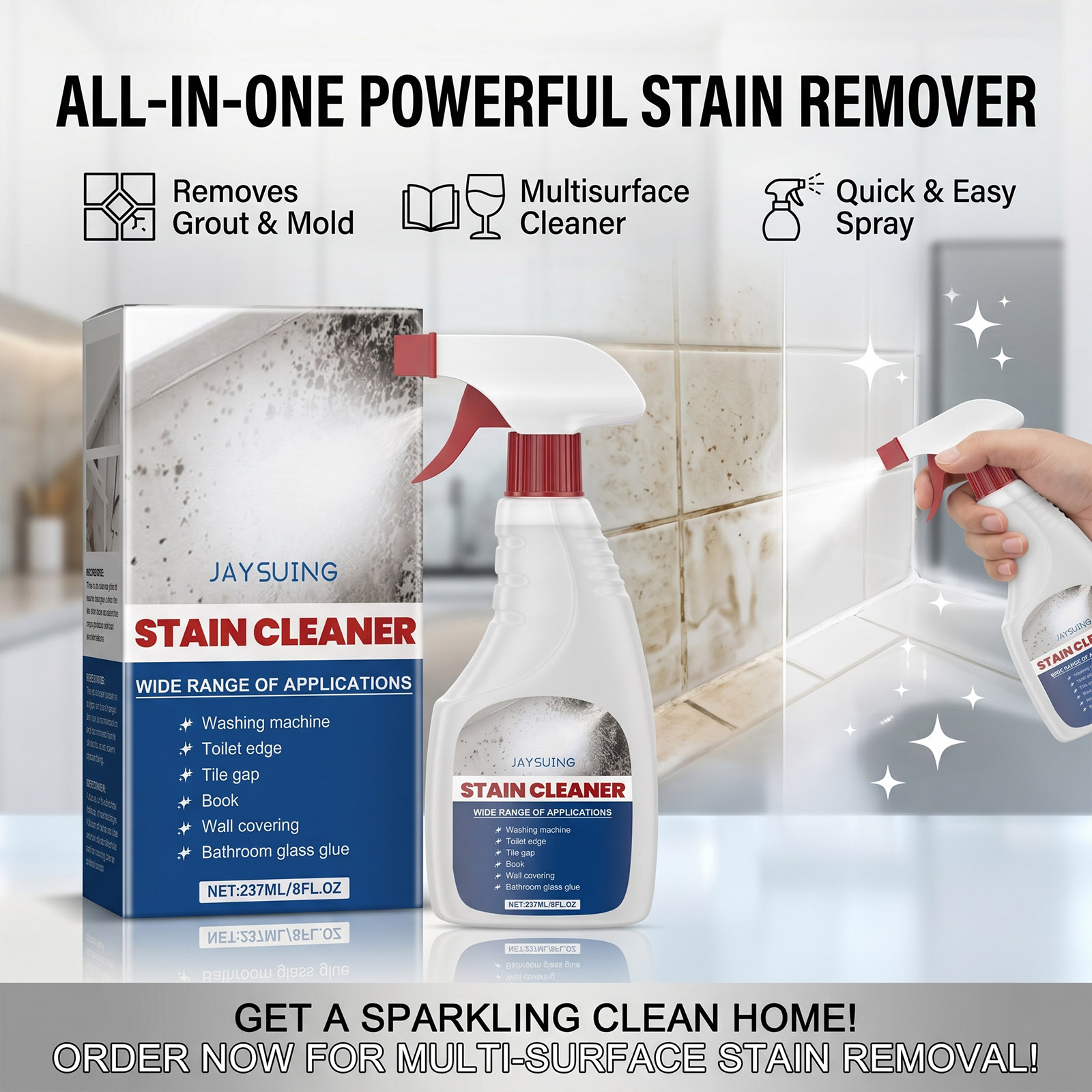 Home Bathroom Cleaning - Mildew Remover Wall Spray Cleaner Mildew