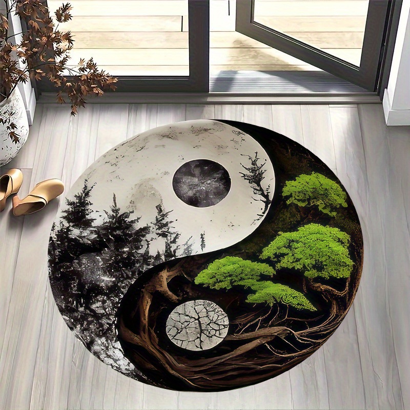 Home Bathroom Scene - 1pc Taiji-Style Night Scene Round Area