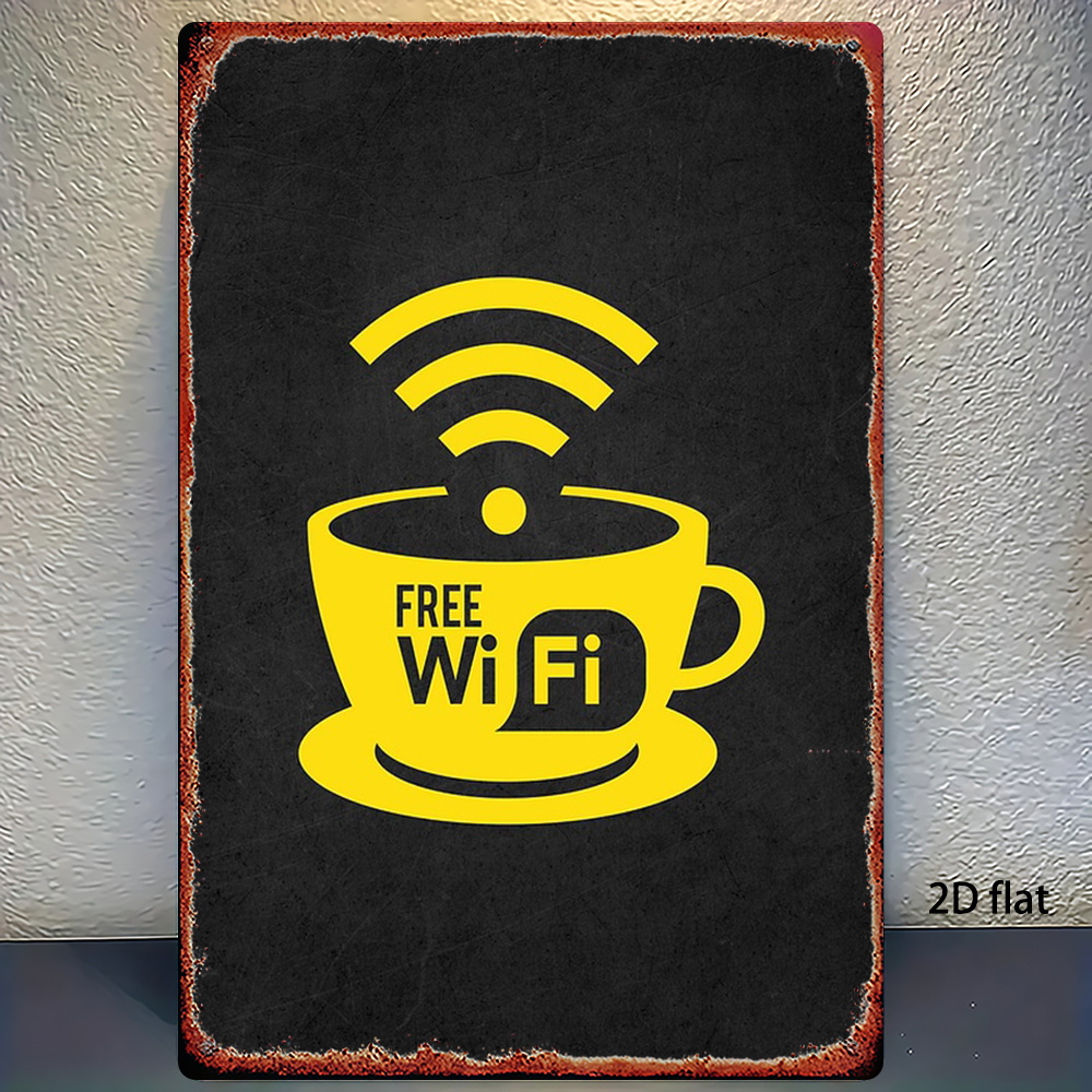 Home Bathroom Ideas - 2D Vintage Metal Sign, WiFi Zone