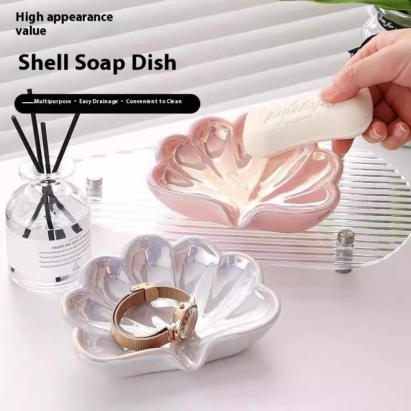 Home Creation Bathroom - 1/2Pcs Shell Shape Drain Soap Dish