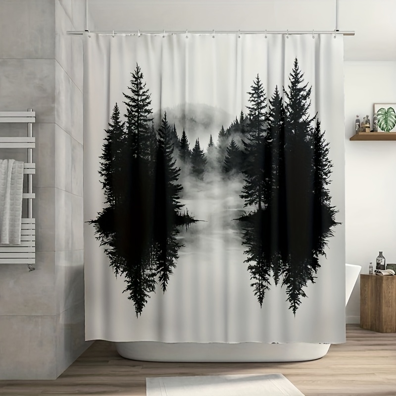 Home Bathroom Ideas - Misty Forest Woodland Shower Curtain Nature