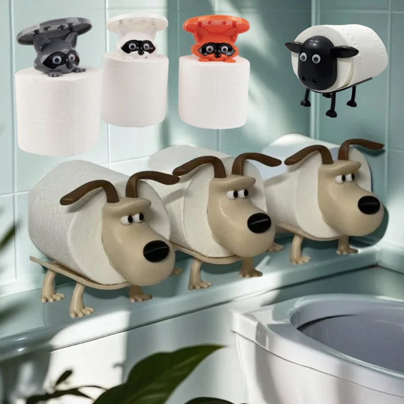 Tiny Home Bathroom Kit - Fun Dog Raccoon Sheep Toilet Paper