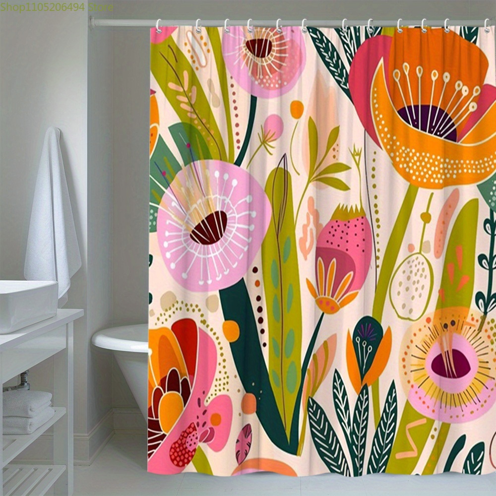 Vibrant Floral Pattern Shower  - Home Bathroom Ideas recension och pris