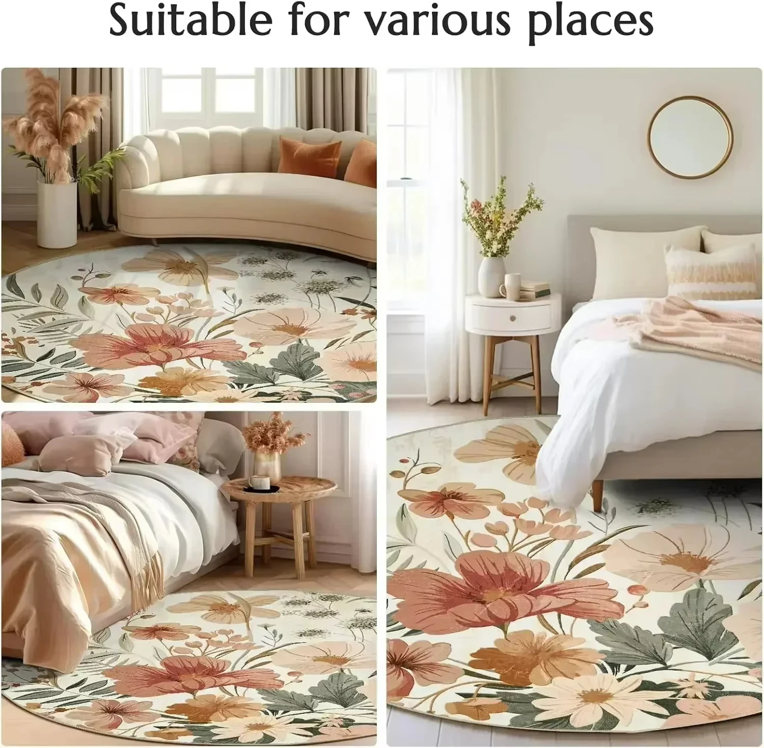 Boho Round Rug Non-Slip Retro  - Home Toilet Bathroom Design recension och pris