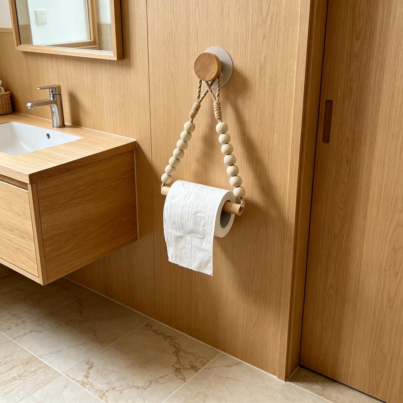 Toilet Paper Holder Wood Bead  - Home Bathroom Towel Dispenser recension och pris