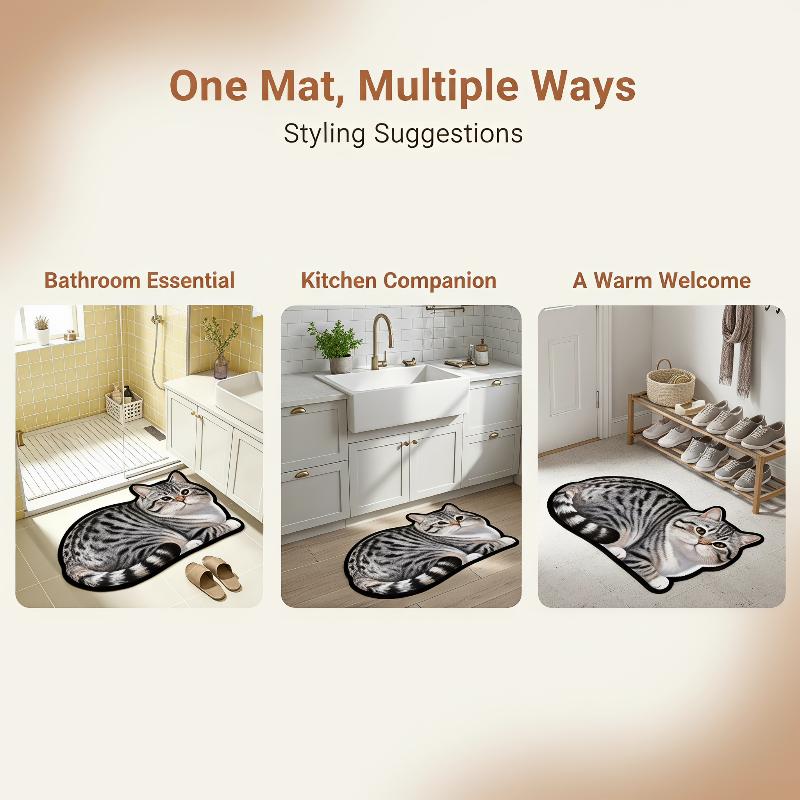 Diatomite Bath Mat Lovely Cat  - Home Bathroom Ideas recension och pris