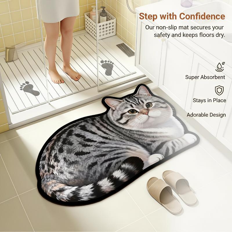 Diatomite Bath Mat Lovely Cat  - Home Bathroom Ideas recension och pris