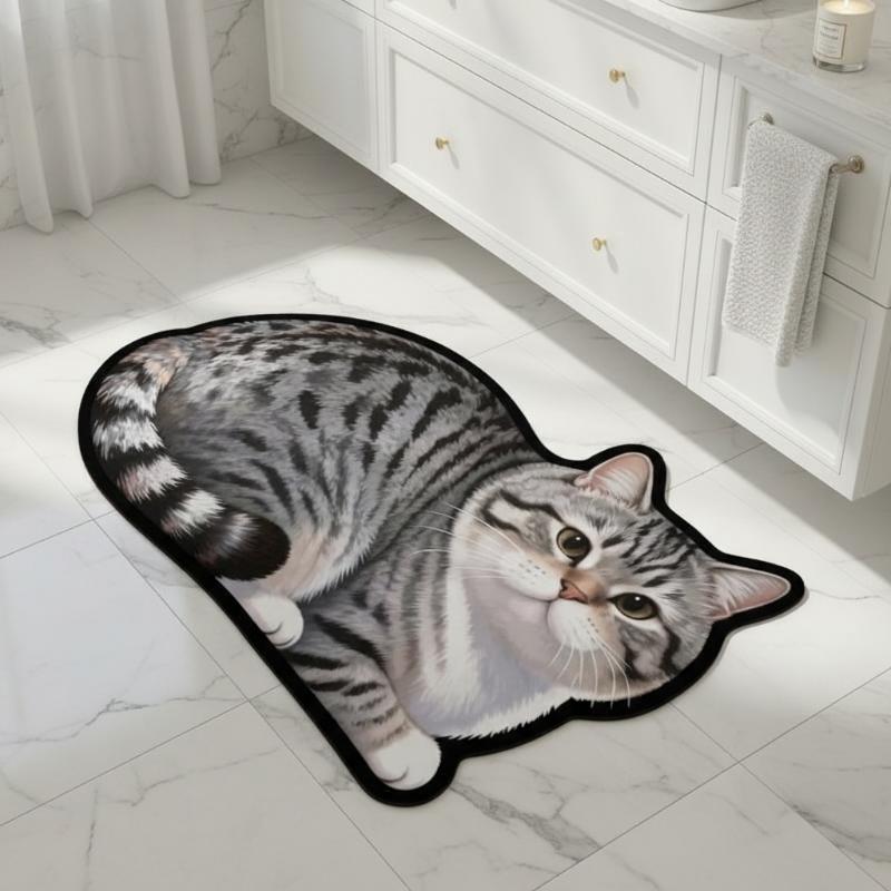 Diatomite Bath Mat Lovely Cat  - Home Bathroom Ideas recension och pris