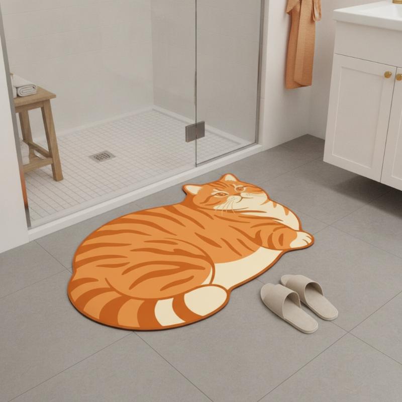 Diatomite Bath Mat Lovely Cat  - Home Bathroom Ideas recension och pris