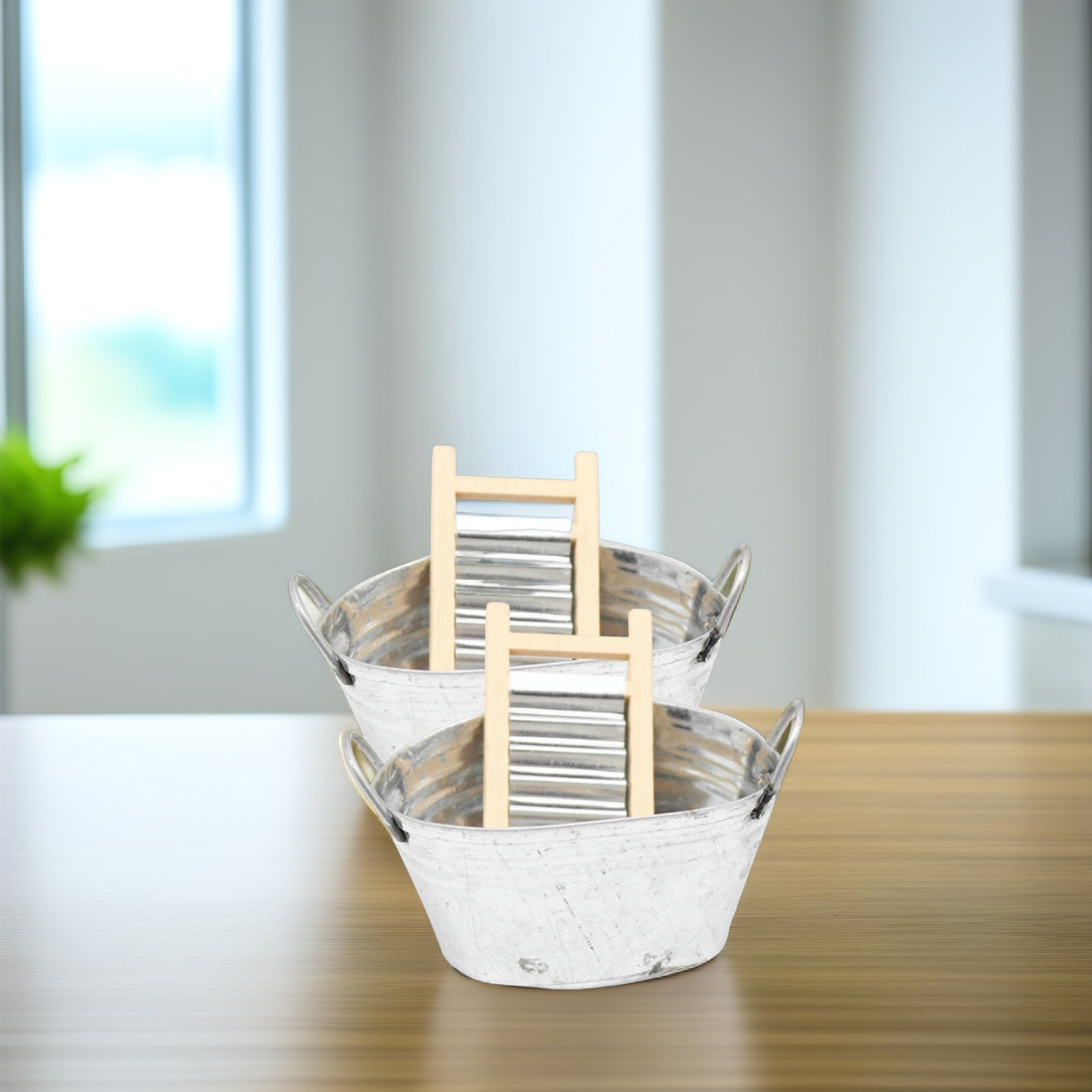 2Sets Mini Tin Basin Washboard - Home Bathroom Scene recension och pris