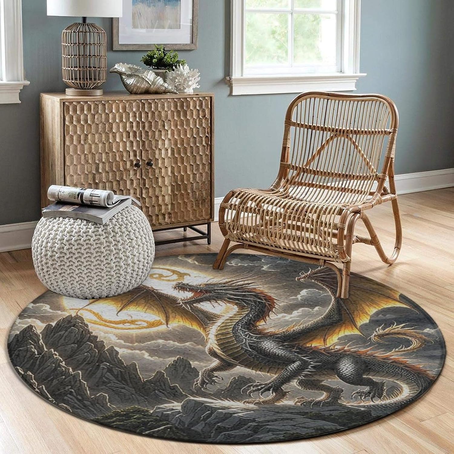 Majestic Dragon Round Rug Fant - Home Bathroom Scene recension och pris