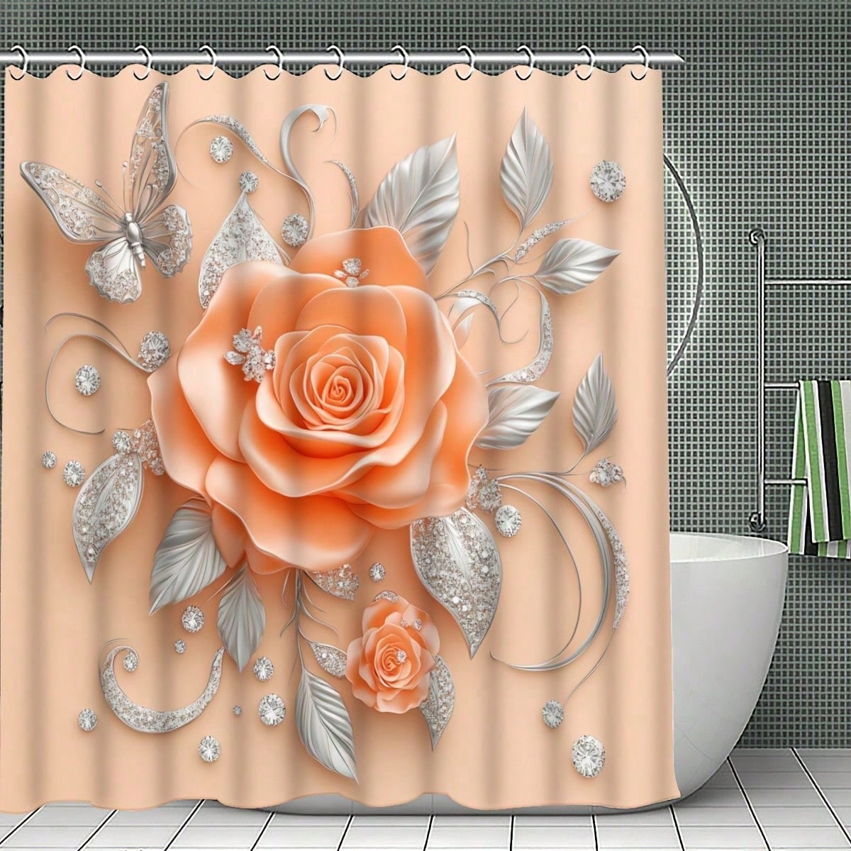 1/3/4pcs Peachy Roses Shower C - Tiny Home Bathroom Kit recension och pris