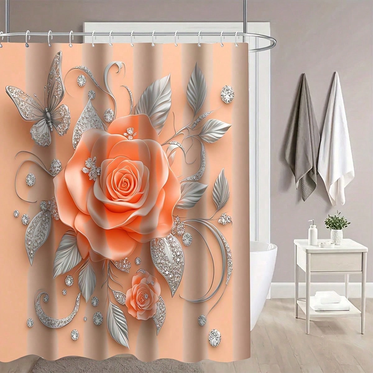 1/3/4pcs Peachy Roses Shower C - Tiny Home Bathroom Kit recension och pris