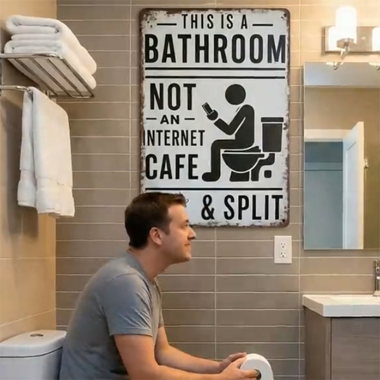 Vintage Metal Tin Sign This Is - Home Bathroom Quotes recension och pris