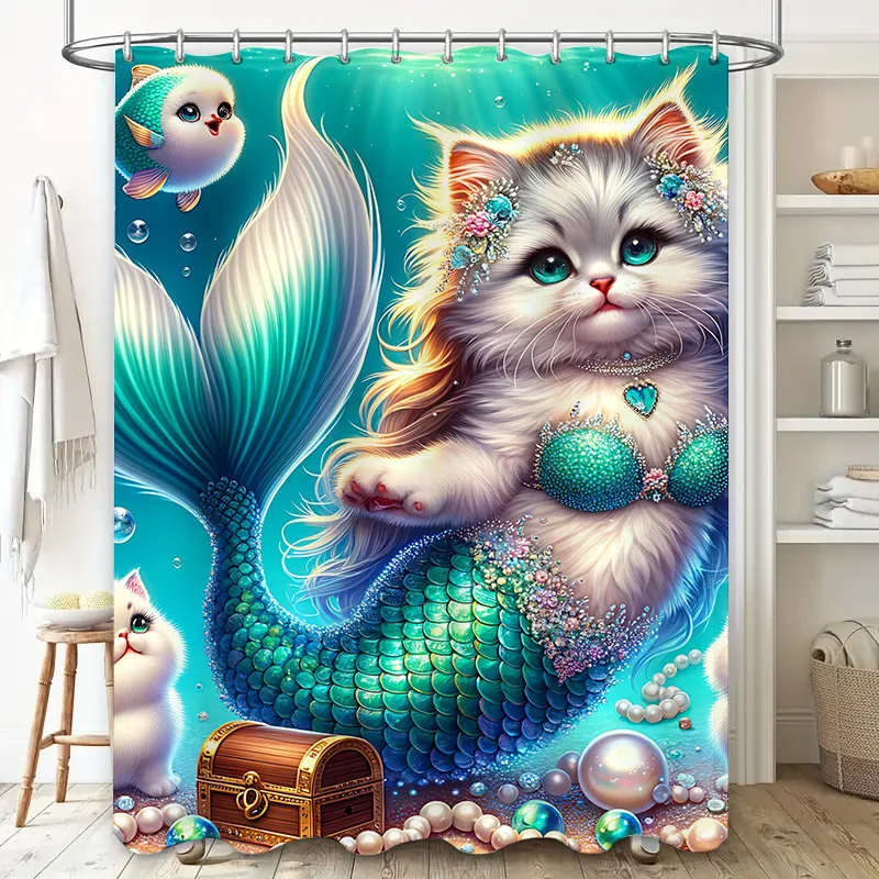 Shower Curtain Mermaid Cat Fis - Home Bathroom Ideas recension och pris