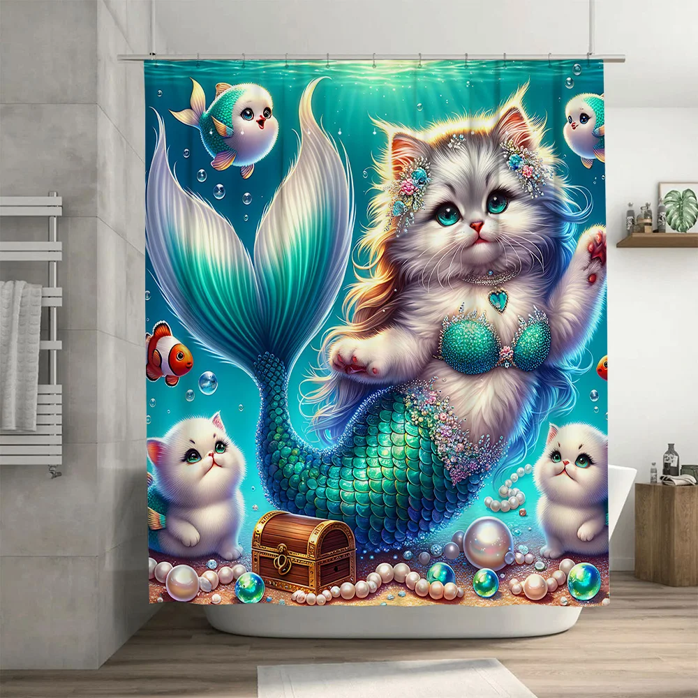Shower Curtain Mermaid Cat Fis - Home Bathroom Ideas recension och pris