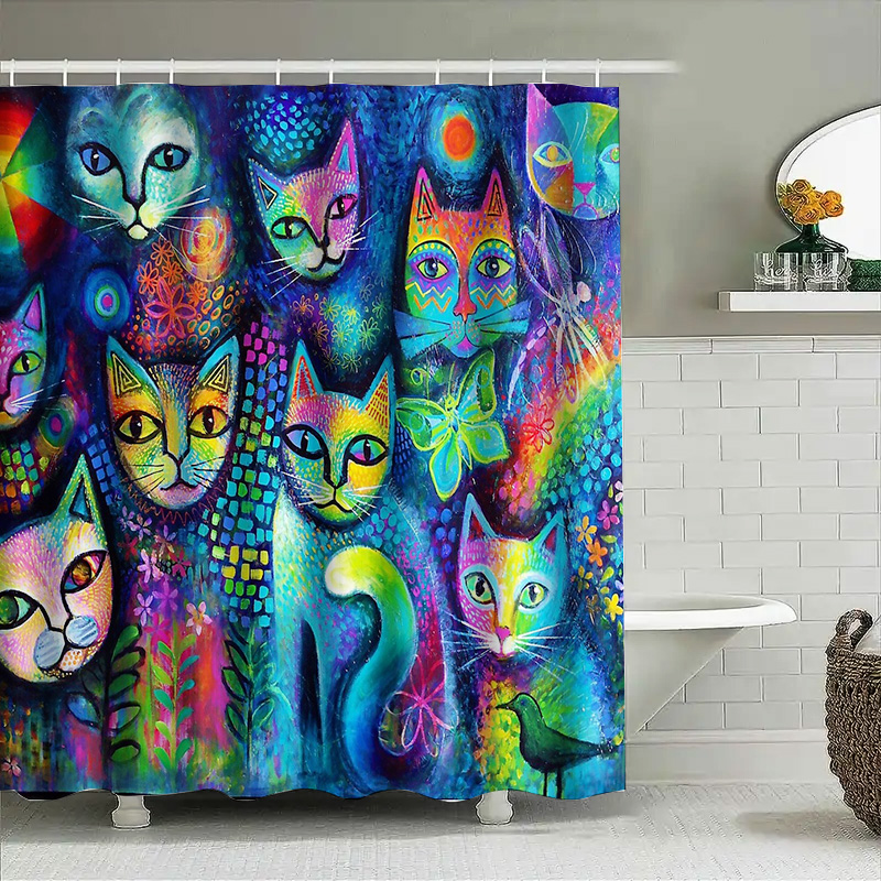 Cat Shower Curtain Artistic An - Home Bathroom Ideas recension och pris