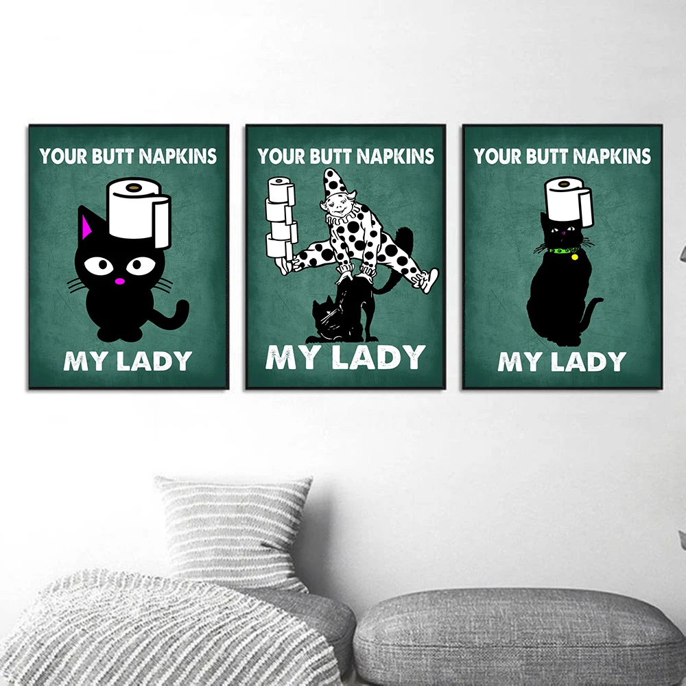 Butt Napkin Cat Cyan Toilet Po - Home Bathroom Quotes recension och pris