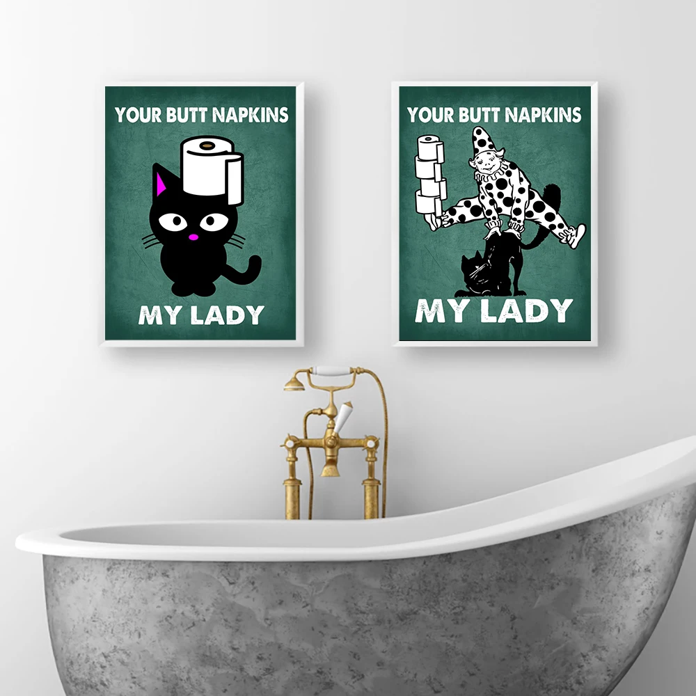Butt Napkin Cat Cyan Toilet Po - Home Bathroom Quotes recension och pris