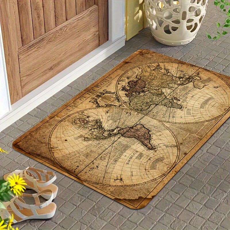 Vintage Map Design Non-Slip Fl - Home Toilet Bathroom Design recension och pris
