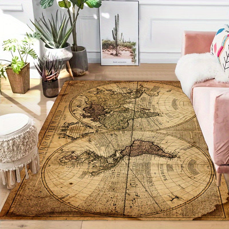 Vintage Map Design Non-Slip Fl - Home Toilet Bathroom Design recension och pris